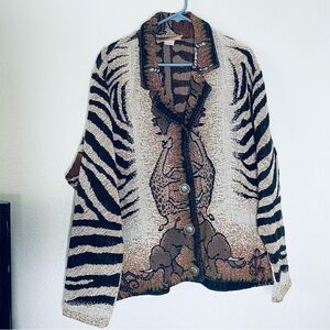 Painted Pony Vintage Boho Safari Animal Zebra Print Tapestry Jacket One Size